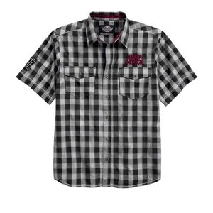 Harley-Davidson Men's Chain Stitch Plaid Short Sleeve Shirt Button front Size: S